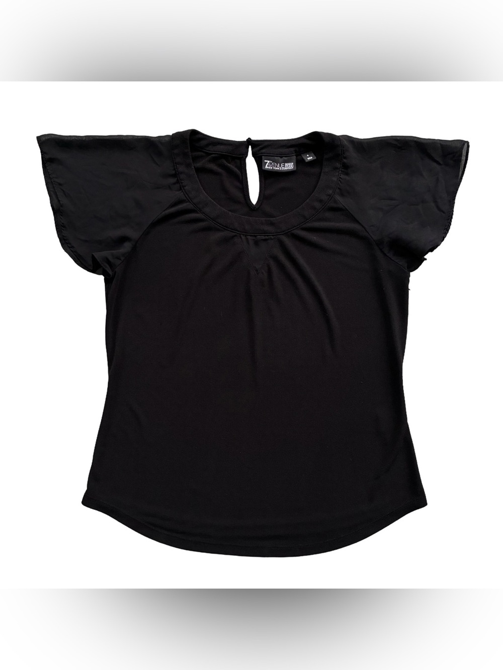 Zeraju Black Short Sleeve Keyhole Blouse